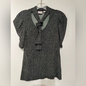 Anthropologie 9-HI5 StCL tiny flowers Shirt floral top tie neck sz XS